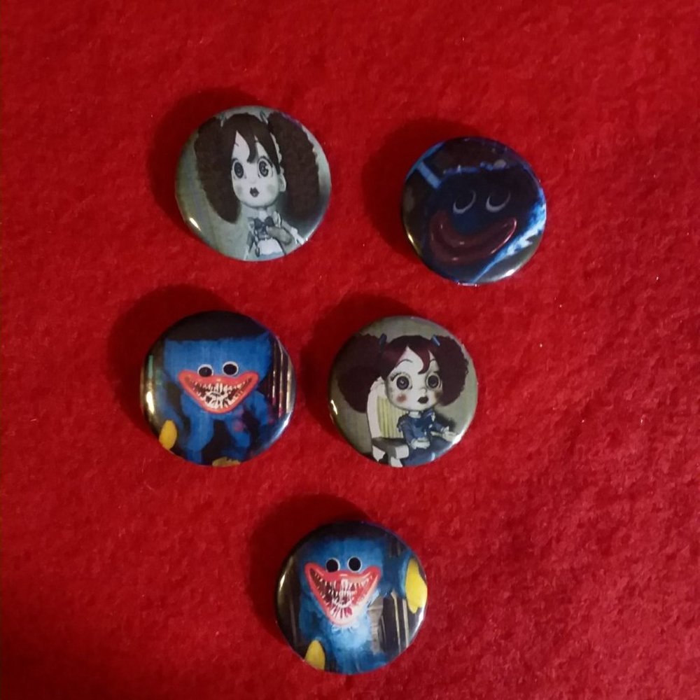 Handmade Anime Videogame Button Pins Set  Poppy Playtime